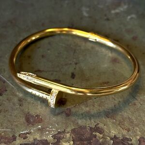 Diamond Gold Nail Bracelet Cuff